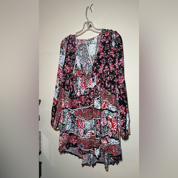 Johnny Was Artsy Floral Long Sleeve High Low Art To Wear Boho Dress Size Large - Picture 10 of 16